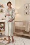 Women's Plaid Patterned Lace 2-Piece Maternity Nightgown Set with Dressing Gown - 3
