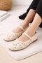 Women's Floral Patterned Ankle Strap Comfortable Sole Daily Ballerina Shoes - 3