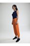 Women's Orange Jogger Linen Trousers with Elastic Waist and Pockets, Casual and Comfortable - 4