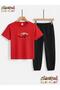 Şi̇mşek Arababaskili Top-Bottom Tracksuit/T-Shirt Two-Piece Children's Set (Tracksuit Pants with Pockets)