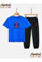 Spider Visual Printed Top-Bottom Tracksuit/T-Shirt Two-Piece Children's Set (Pocketed Tracksuit Pants)