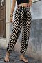 Women's High Waist Elastic Waistband Patterned Single Jersey Trousers