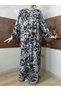 Robadan Long Sleeve 100% Viscose Pressed Floral Mother Dress, Prayer Dress, Hijab Dress - 4