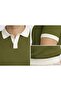 Khaki Polo Collar Buttoned Short Sleeve Men's T-Shirt - 4