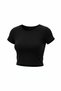 Women's black crew neck lycra short sleeve body crop blouse - 7