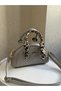Faux Leather Women's Hand and Shoulder Bag with Scarf Detail - 4