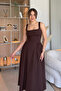 Elegant Flared Maxi Brown Dress with Straps - 6