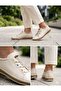 Beige Genuine Leather Women's Comfortable Orthopedic Casual Sports Shoes - 2