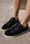 Cedy Women's Black Black Fishnet Bag Detail Sneaker