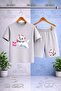 Children's Cat Butterfly Printed Crew Neck T-Shirt - Shorts Set
