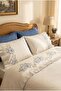 Rosalin 100% Cotton Embroidered Blue Rose Detailed and Ruffled 7 Piece Duvet Cover Set |   Premium Set - 2