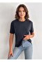 Premium Modal Cotton Women's Navy Blue Basic T-Shirt - Soft Textured Silky Comfortable Cut