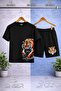 Children's Tiger Side Claw Printed Crew Neck 3-Piece T-Shirt - Shorts Set - 2