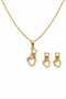 Stainless Steel Gold Color Heart Detail Hand Figured Necklace Earring Set Unisex - 3