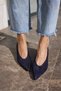 Lurcetta Women's Navy Blue Genuine Leather Suede Mini Heel Stiletto - 3