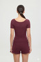 Ultra Soft Oval Neck Short Sleeve Blouse Burgundy - 2