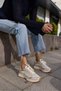 Vessano Women's Beige Sneaker with Detail Laces