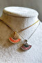 Zircon Stone Steel Fan Necklace - 5