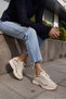 Vessano Women's Beige Sneaker with Detail Laces - 2