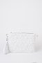 Women's White Star Embroidered Faux Leather Portfolio Handbag and Clutch Bag with Chain Strap