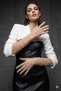 Noctyra Pearl Mesh Couture Skin-Colored Gloves – Long Tulle with Pearl Detail, Luxurious Event Accessory - 3