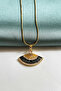 Zircon Stone Steel Fan Necklace - 2