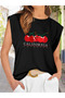 تي شيرت نسائي كبير الحجم مطبوع عليه CALIFORNIA CHERRIES بدون أكمام
