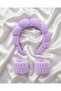 Lilac Women's Terry Cloth Curved Spa Makeup Crown and Face Washing Wristband Set / Hair Accessory - 2