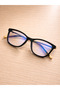 Women's Blue Light Protective Glasses Modern Square Design Black Gold Metal Handle Stylish Premium Luxury