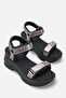Caliveria Black Platinum Women's Daily Orthopedic Sole Comfortable Ergonomic Lightweight Stylish Velcro Adjustable Sandals