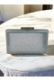 Silver Color One Side Stone Metal Handle Women's Evening Dress Bag Wedding Engagement Graduation - 4