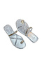 Women's Slippers Short Flat Heel Silver Banded with Accessories New Season D30 - 7
