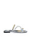 Women's Slippers Short Flat Heel Silver Banded with Accessories New Season D30 - 2