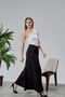 Women's Trousers Crepe Fabric Wide Leg with Elastic Waist - 2