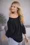 Women's Boat Neck Black Openwork Seasonal Knitwear Sweater - 5