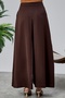 Women's Trousers Crepe Fabric Wide Leg with Elastic Waist - 7