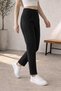 Women's High-Waisted Black Lycra Pleated Carrot Pants with Side Pockets - 3