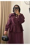 Gold Buttoned Mobile Belted Tencel Skirt Set - 5
