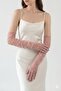 Noctyra Pearl Mesh Couture Dusty Rose Gloves – Long Tulle with Pearl Detail, Luxurious Event Accessory - 3