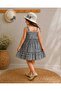 Hat and Straps Plaid Summer Girl's Dress - 2