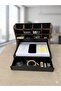 -Org Large Size Desktop Organizer |   A4 Compatible 12-Compartment Wooden Pen Holder with Drawer