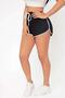 Black Colorful White Ribbed Comfortable Mini Shorts with Slits