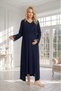 New Season Navy Blue Lace Summer Full Length Special Design Maternity Pajamas Nightgown Set - 7