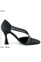 Alessi Black Satin Stone Pointed Toe Goblet Heeled Evening Dress Shoes - 5