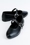 Women's Mary Jane Style Faux Leather Ballerinas with Metal Round Buckle - 3