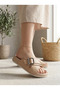 Ultra Light Sole with Buckle Accessories, Drop Leather Cross-Strap Women's Slippers - 4