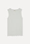 Women's Ecru Fitted Crew Neck Sleeveless Blouse