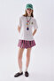 Women's Pink Embroidered Striped Comfort Fit Shorts