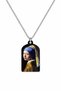 Artistic Necklace with Girl Figure with Pearl Earrings Metal Chain Unisex - 4