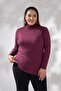 Women's Plus Size High-Necked Bady Burgundy - 2